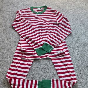 Hanna Andersson Red and White Striped Top with Green Trim